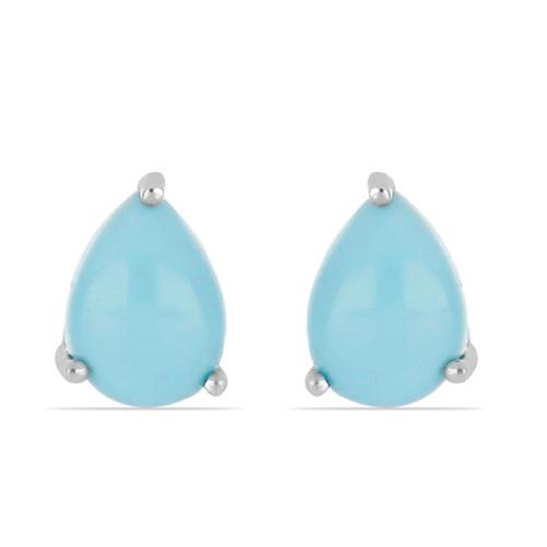 BUY 925 SILVER REAL TURQUOISE SINGLE STONE EARRINGS 